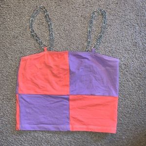 Pink and purple chain strap tank